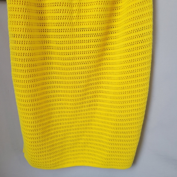 Everlane Crochet Knit Midi Skirt Lemon Yellow Organic Cotton L - Picture 11 of 14